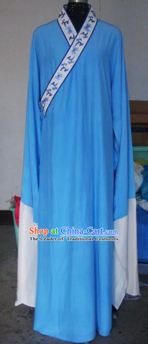 Chinese Traditional Beijing Opera Scholar Costumes Blue Robe for Adults