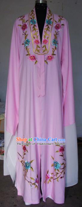 Chinese Traditional Beijing Opera Scholar Costumes Niche Embroidered Peony Pink Robe for Adults