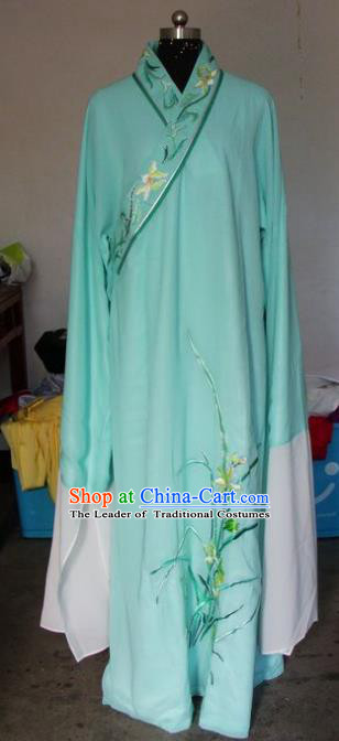 Chinese Traditional Shaoxing Opera Prince Embroidered Orchid Green Robe Peking Opera Niche Costumes for Adults