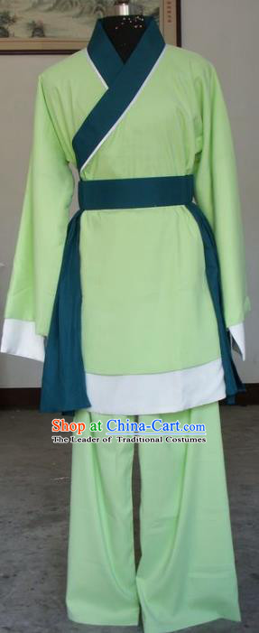 Chinese Traditional Shaoxing Opera Livehand Green Clothing Peking Opera Niche Costumes for Adults