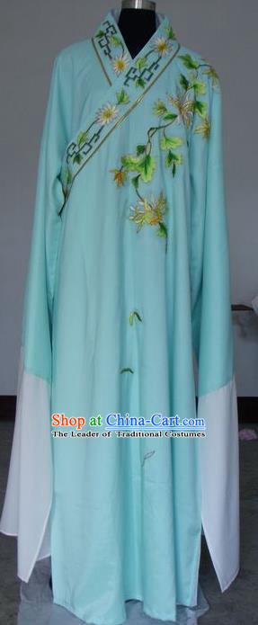 Chinese Traditional Shaoxing Opera Niche Embroidered Chrysanthemum Green Robe Clothing Peking Opera Scholar Costume for Adults
