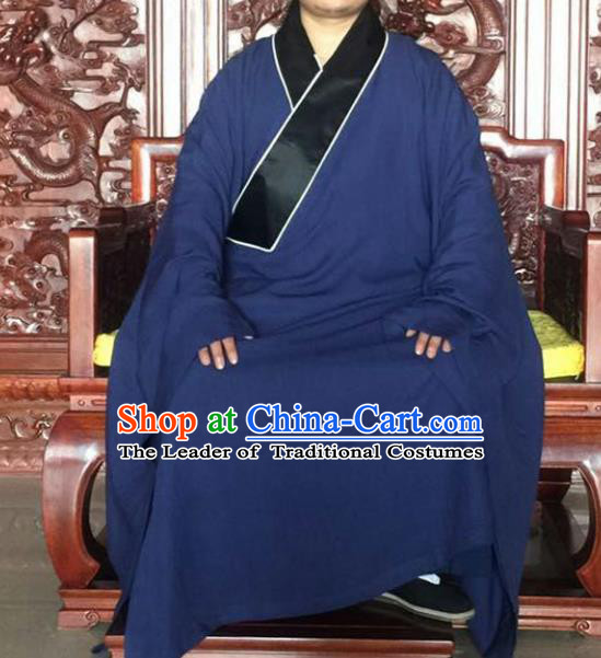 Chinese Traditional Martial Arts Costumes Tai Chi Taoist Kung Fu Navy Robe for Men
