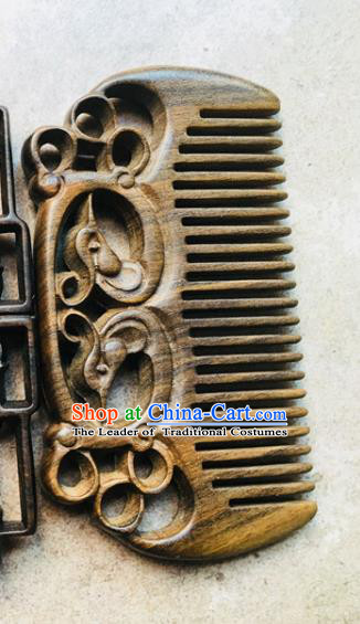 Chinese Traditional Hair Accessories Carving Sandalwood Hair Comb for Women