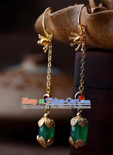 Chinese Traditional Jewelry Accessories Ancient Palace Hanfu Coloured Glaze Earrings for Women