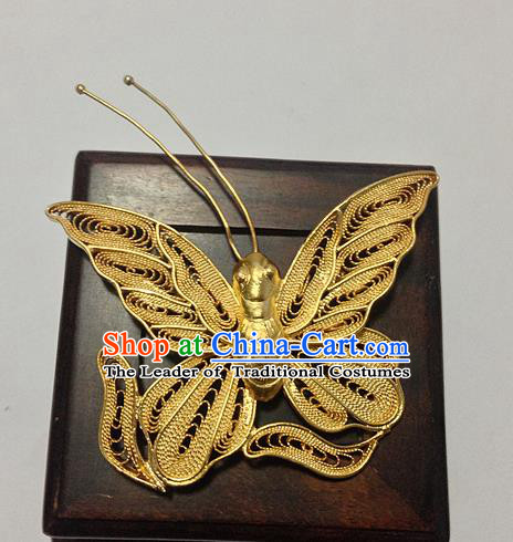 Handmade Chinese Ancient Golden Butterfly Brooch for Women