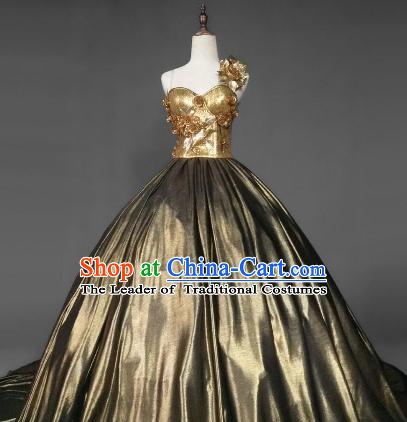 Top Grade Models Show Costume Stage Performance European Court Dowager Full Dress for Women
