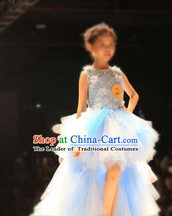 Children Models Show Compere Costume Girls Princess Mullet Dress Stage Performance Clothing for Kids