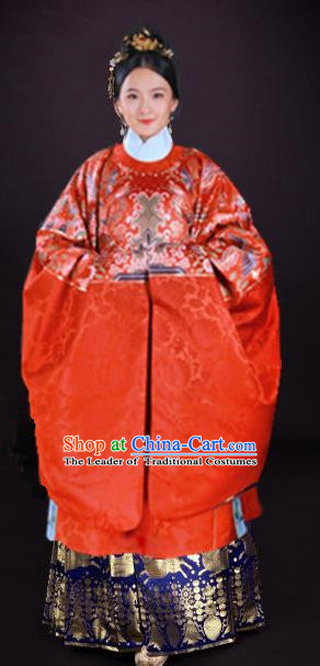 Chinese Ming Dynasty Empress Embroidered Costume Ancient Queen Hanfu Dress for Women