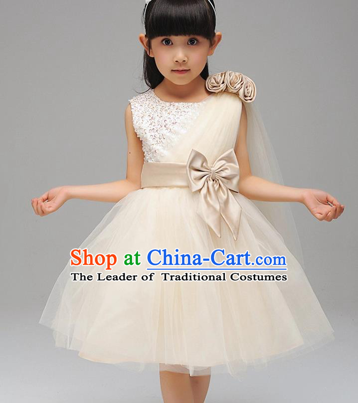 Children Fairy Princess Bowknot Dress Stage Performance Catwalks Compere Costume for Kids