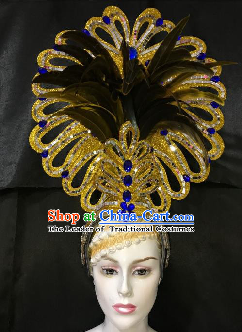 Brazilian Rio Carnival Samba Dance Hair Accessories Dionysia Miami Catwalks Headdress for Women
