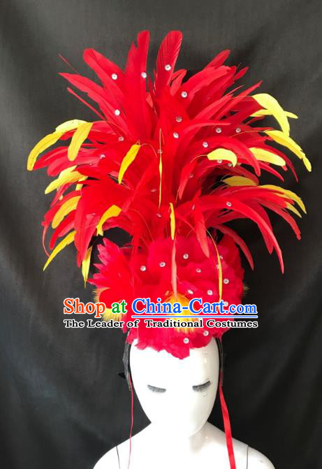 Brazilian Rio De Janeiro Carnival Feather Hair Accessories Samba Dance Catwalks Headdress for Kids