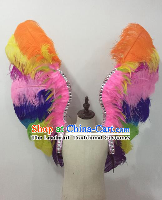 Custom-made Catwalks Props Brazilian Rio Carnival Samba Dance Colorful Feather Wings for Kids