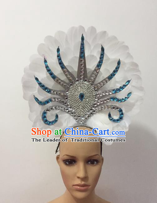 Handmade Samba Dance Hair Accessories Brazilian Rio Carnival Feather Headdress for Women