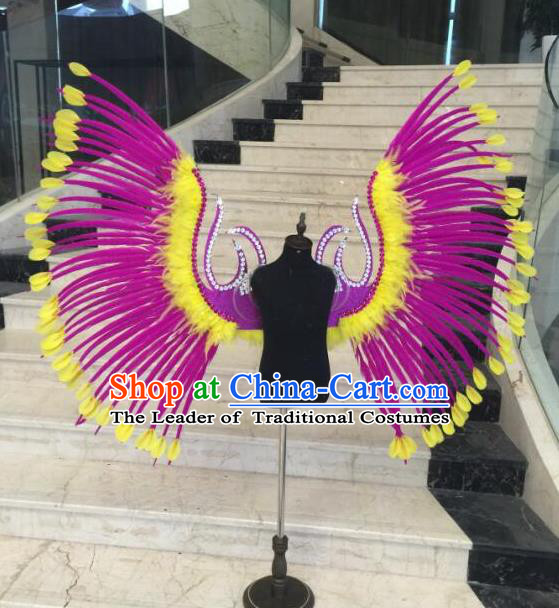 Brazilian Samba Dance Props Rio Carnival Miami Catwalks Rosy Feather Wings for Kids