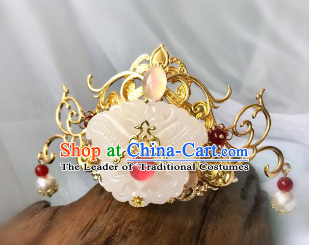 Chinese Traditional Hair Accessories Ancient Hanfu Jade Tuinga Hairpins for Women