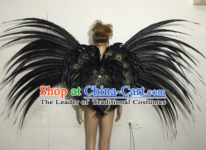 Top Grade Stage Performance Brazilian Carnival Feather Wings Miami Feathers Deluxe Wings Headwear Mask for Women