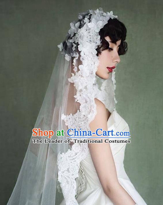 Top Grade Bride Hair Accessories Lace Wedding Veil Headwear for Women