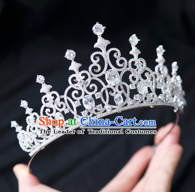 Top Grade Wedding Hair Accessories Hair Clasp Bride Zircon Royal Crown for Women