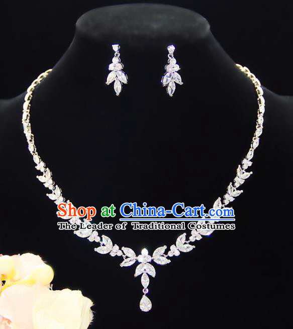 Top Grade Wedding Jewelry Accessories Bride Crystal Necklace and Earrings for Women