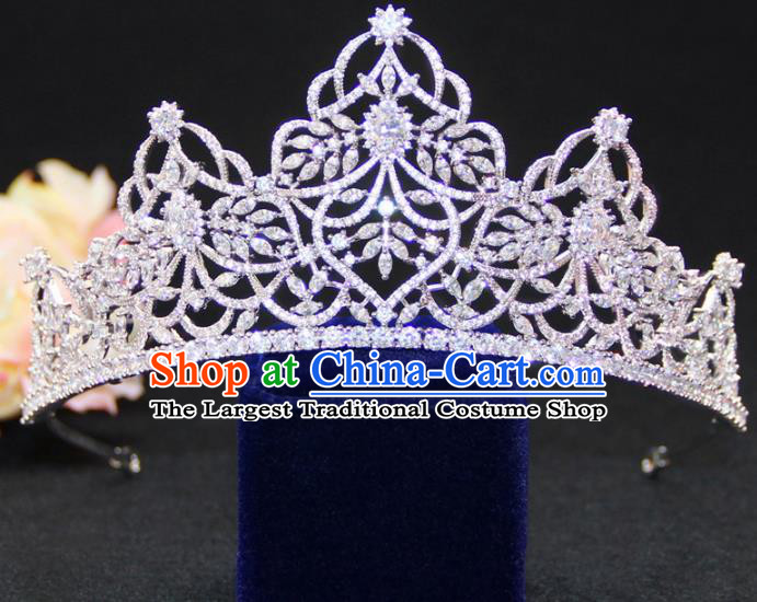 Top Grade Wedding Bride Hair Accessories Baroque Queen Zircon Royal Crown for Women