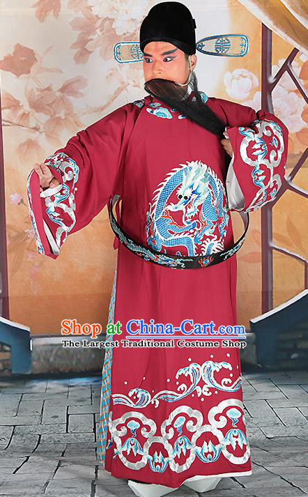 Professional Chinese Peking Opera Officer Embroidered Silk Costume and Hat for Adults