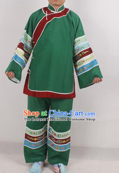 Chinese Peking Opera Pantaloon Green Costume Ancient Matchmaker Embroidered Clothing for Adults
