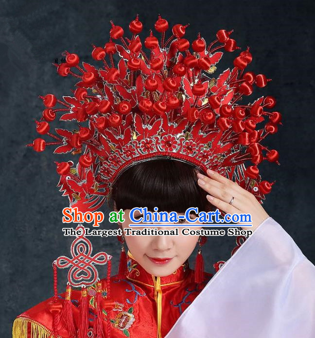 Top Grade Chinese Beijing Opera Diva Headwear Peking Opera Bride Phoenix Coronet Hat for Women