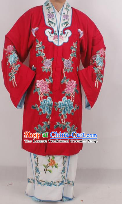 Professional Chinese Beijing Opera Actress Princess Embroidered Red Costumes for Adults