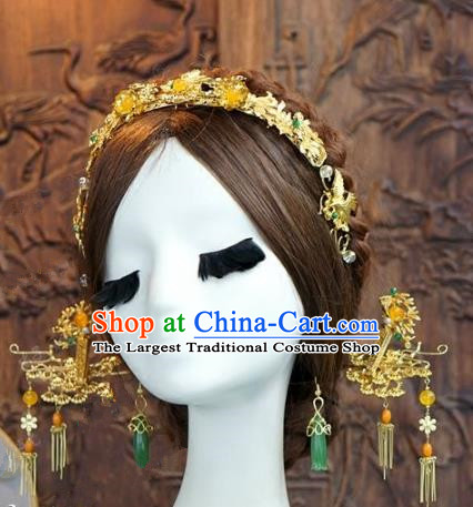 Chinese Handmade Wedding Hair Accessories Ancient Bride Hair Clasp Hairpins Complete Set for Women