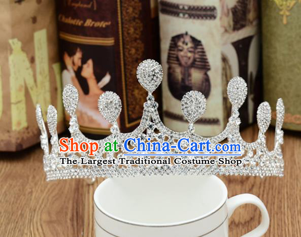 Handmade Baroque Bride Royal Crown Wedding Princess Crystal Hair Jewelry Accessories for Women