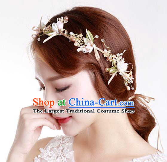 Handmade Baroque Bride Flowers Headband Wedding Hair Jewelry Accessories for Women