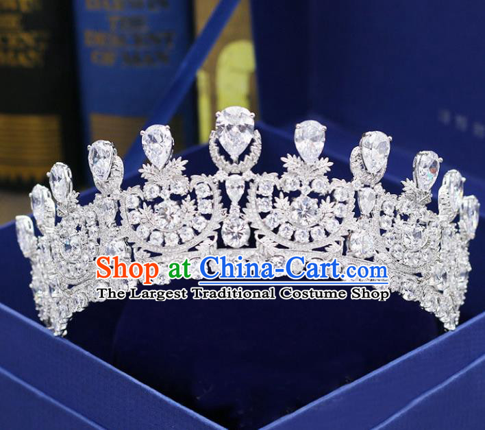 Handmade Baroque Bride Crystal Royal Crown Wedding Queen Crystal Hair Jewelry Accessories for Women
