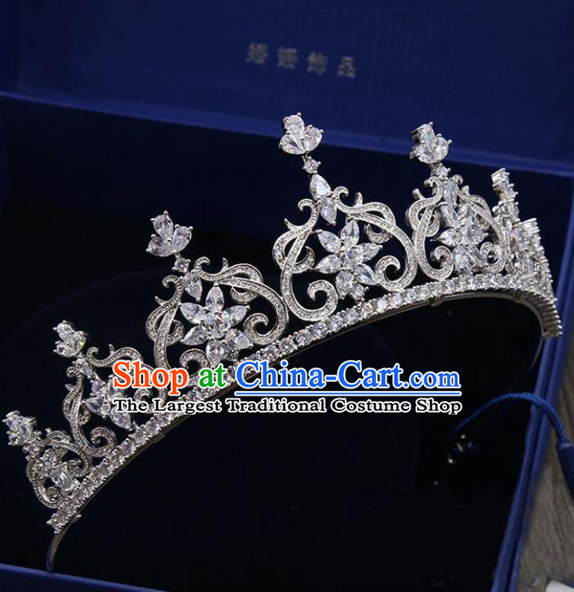 Handmade Baroque Bride Zircon Royal Crown Wedding Queen Hair Jewelry Accessories for Women
