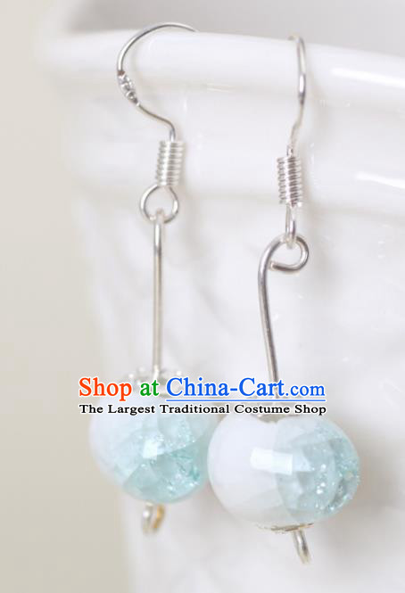 Top Grade Chinese Handmade Light Green Earrings Jingdezhen Ceramics Ear Accessories for Women