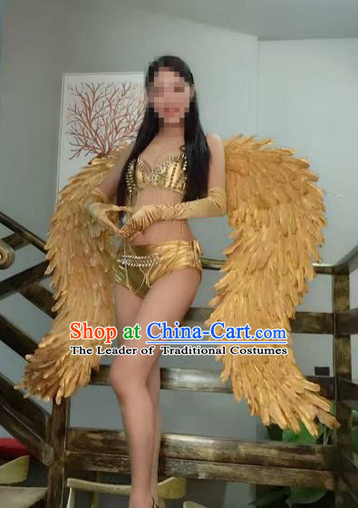 Top Grade Catwalks Miami Deluxe Golden Wings Stage Performance Model Show Customized Wings for Women