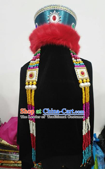 Chinese Traditional Mongolian Hats Mongol Nationality Hair Accessories Folk Dance Headwear for Women