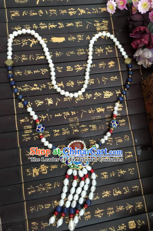 Chinese Traditional Jewelry Accessories Ancient Hanfu Blueing Necklace for Women