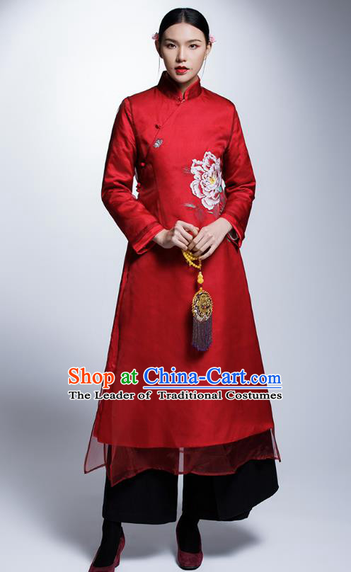 Chinese Traditional Tang Suit Cheongsam China National Red Qipao Dress for Women
