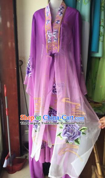 Chinese Traditional Peking Opera Nobility Lady Purple Dress Beijing Opera Diva Costumes for Adults