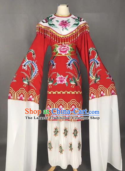 Chinese Traditional Peking Opera Imperial Consort Red Dress Beijing Opera Diva Embroidered Phoenix Costumes for Adults