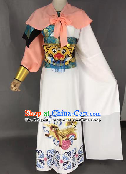 Chinese Beijing Opera General White Clothing Traditional Peking Opera Prince Costume for Adults