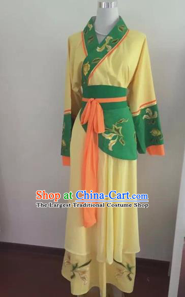 Chinese Huangmei Opera Maidservants Yellow Dress Traditional Beijing Opera Diva Costume for Adults