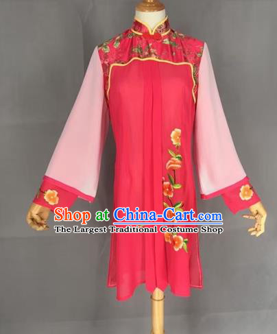 Chinese Traditional Peking Opera Actress Rosy Blouse Ancient Countrywoman Costume for Adults
