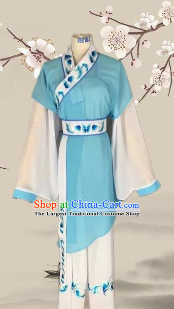 Chinese Ancient Servant Girl Blue Clothing Traditional Beijing Opera Young Lady Costume for Adults
