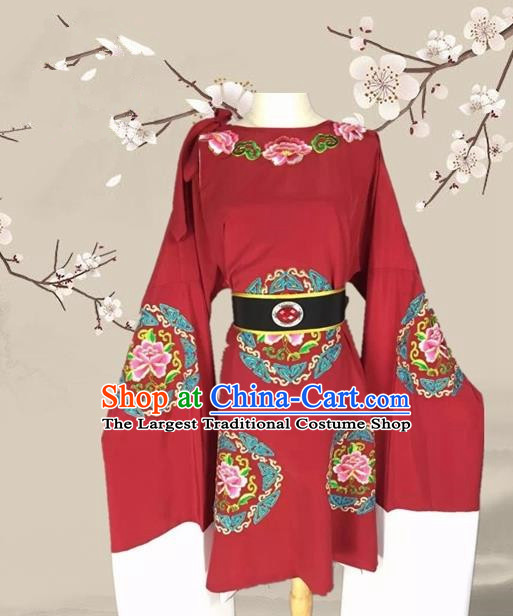 Chinese Ancient Dowager Countess Wine Red Clothing Traditional Beijing Opera Pantaloon Costume for Adults