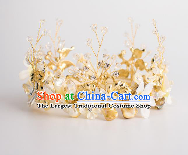 Top Grade Wedding Hair Accessories Bride Retro Round Pearls Shell Royal Crown for Women