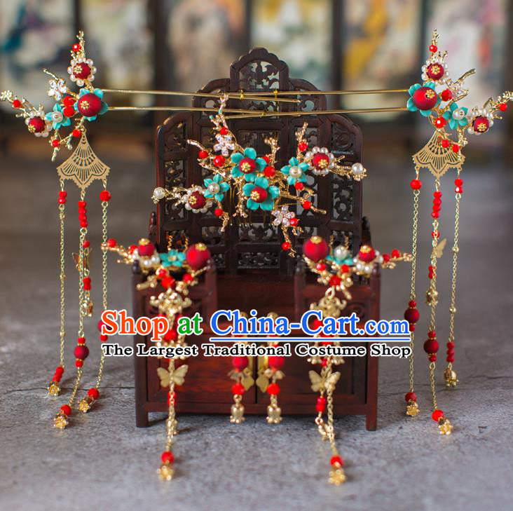 Chinese Ancient Golden Tassel Hair Comb Wedding Hair Accessories Traditional Hairpins for Women