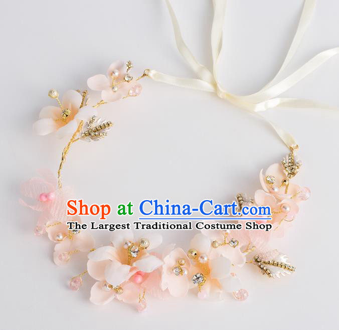Top Grade Bride Wedding Hair Accessories Pink Flowers Hair Clasp for Women