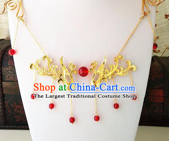 Top Grade Chinese Wedding Accessories Golden Phoenix Hanfu Necklace for Women