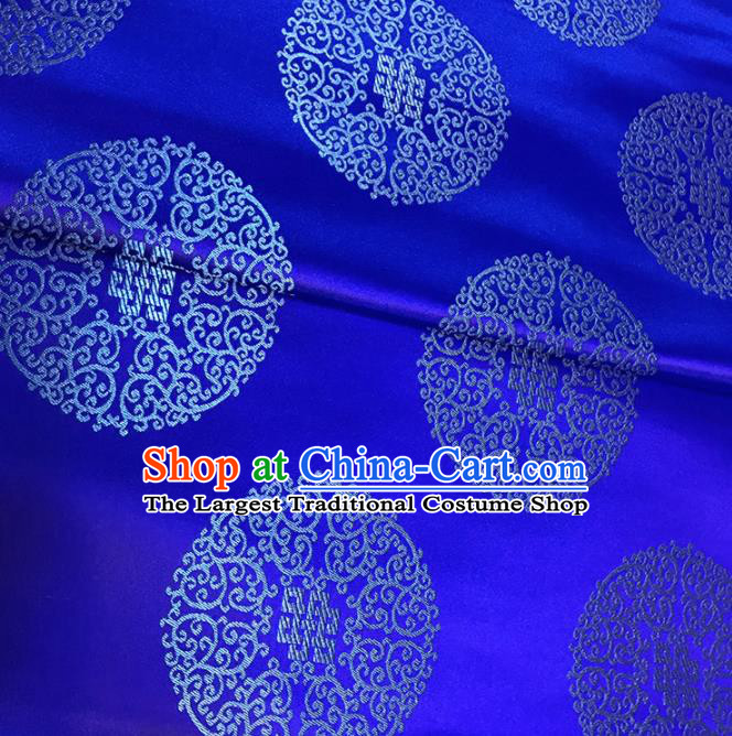 Asian Chinese Traditional Royal Pattern Blue Brocade Fabric Silk Fabric Chinese Fabric Material